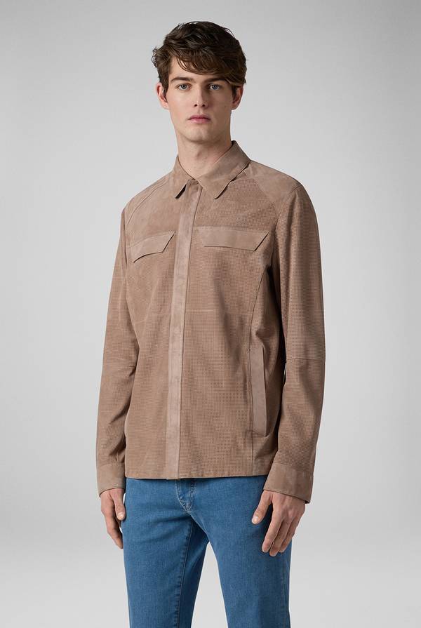 Pull Pal Zileri Overshirt in suede e nappa micro perforata Nuova