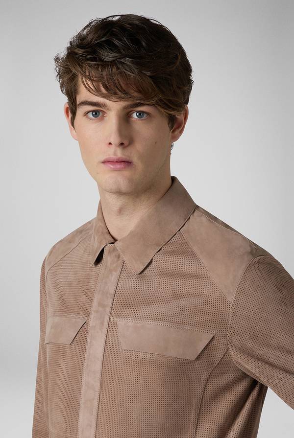 Pull Pal Zileri Overshirt in suede e nappa micro perforata Nuova