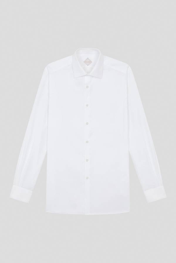 Pull Pal Zileri Camicia bianca in cotone con micro struttura Italia