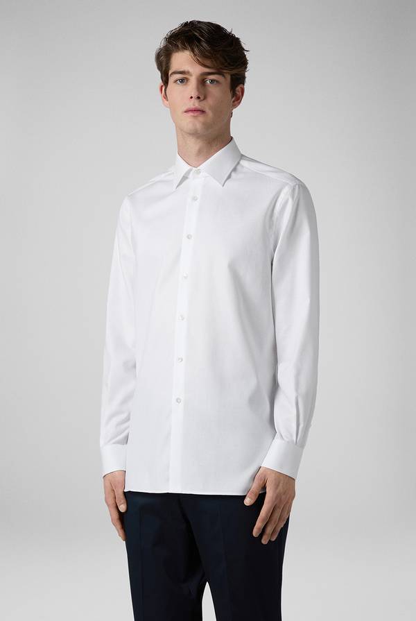 Pull Pal Zileri Camicia bianca in cotone con micro struttura Italia