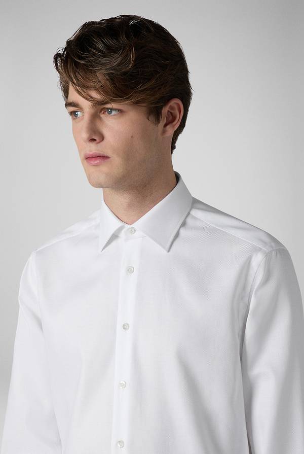 Pull Pal Zileri Camicia bianca in cotone con micro struttura Italia