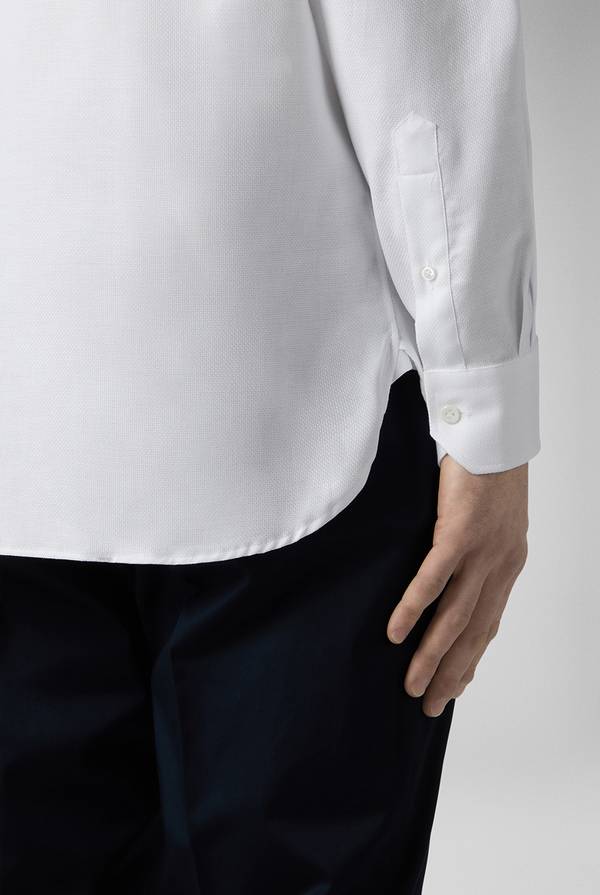 Pull Pal Zileri Camicia bianca in cotone con micro struttura Italia