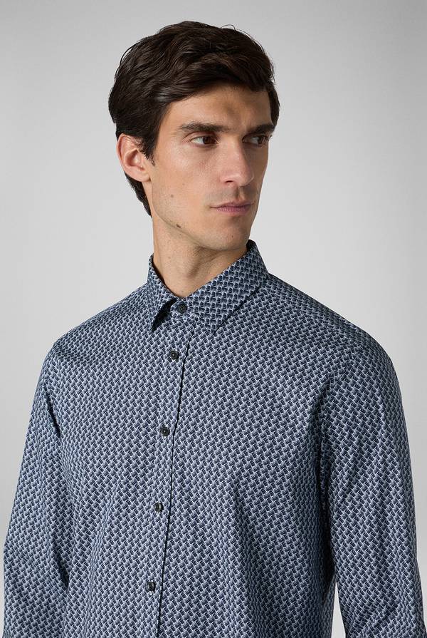 Pull Pal Zileri Camicia in cotone stampato nei toni del blu 2025