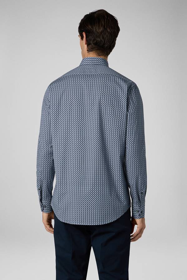 Pull Pal Zileri Camicia in cotone stampato nei toni del blu 2025