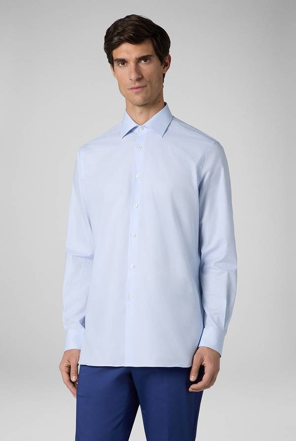 Pull Pal Zileri Camicia azzurra con micro struttura Promozione