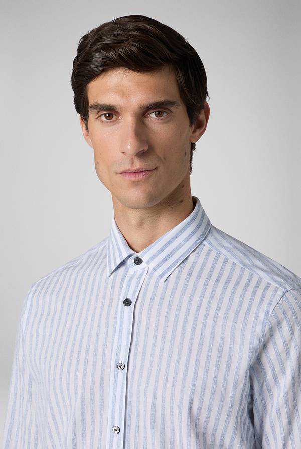 Pull Pal Zileri Camicia a macro righe bianche e azzurre Consegna Veloce