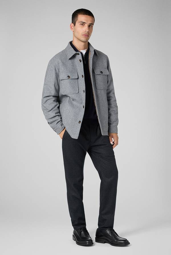 Pull Pal Zileri Pantaloni in pura lana grigio antracite con coulisse regolabile Vendita Economica