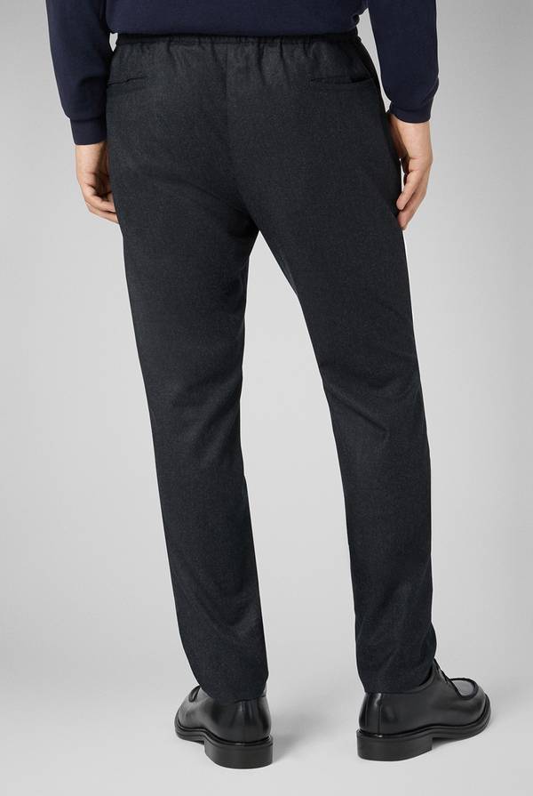 Pull Pal Zileri Pantaloni in pura lana grigio antracite con coulisse regolabile Vendita Economica