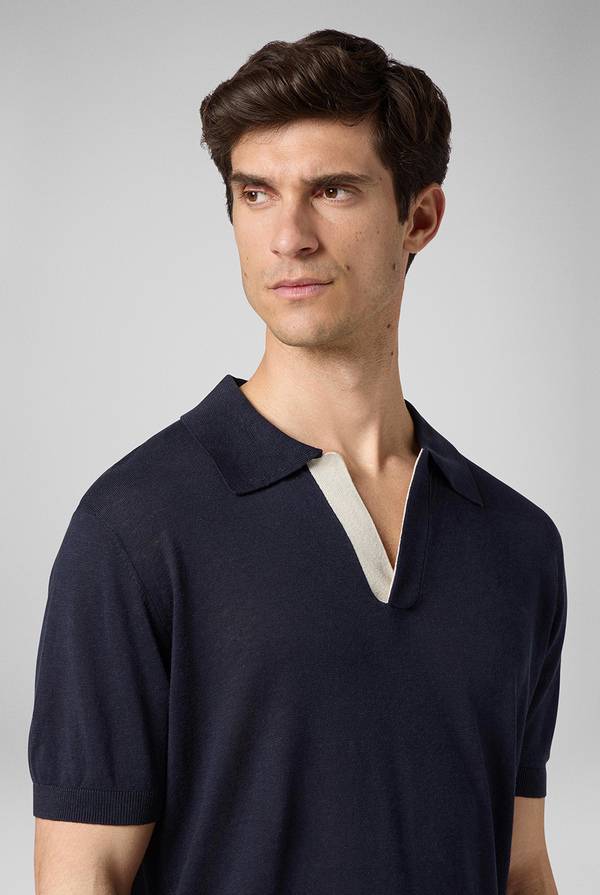 Pull Pal Zileri Polo in maglia di lino e seta blu navy Offerta settimanale