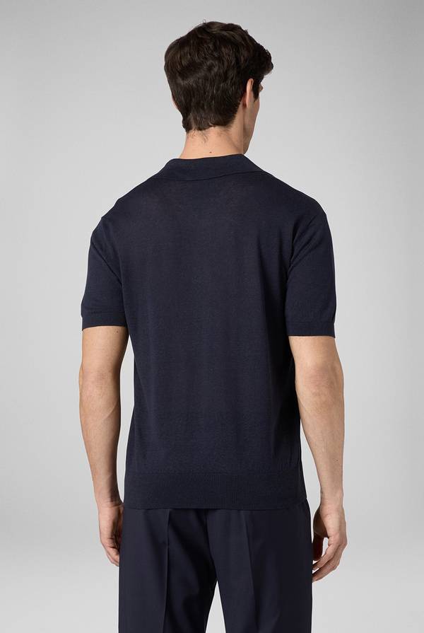 Pull Pal Zileri Polo in maglia di lino e seta blu navy Offerta settimanale