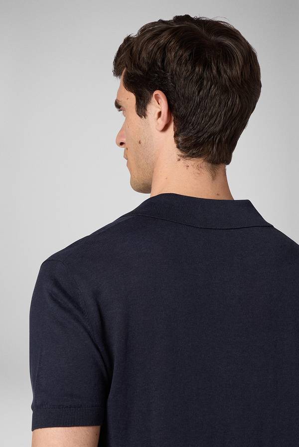 Pull Pal Zileri Polo in maglia di lino e seta blu navy Offerta settimanale