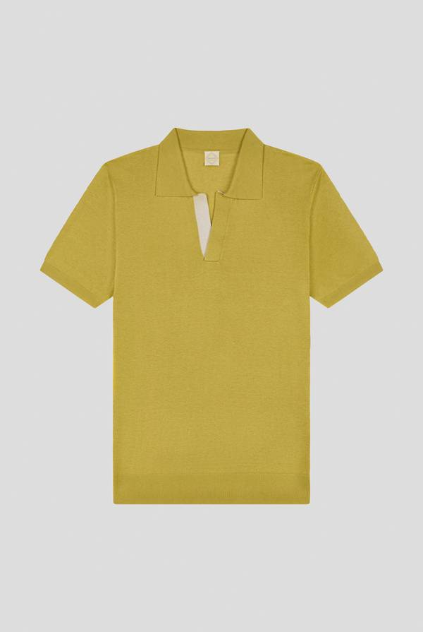 Pull Pal Zileri Polo in maglia di lino e seta color senape Ritorno libero