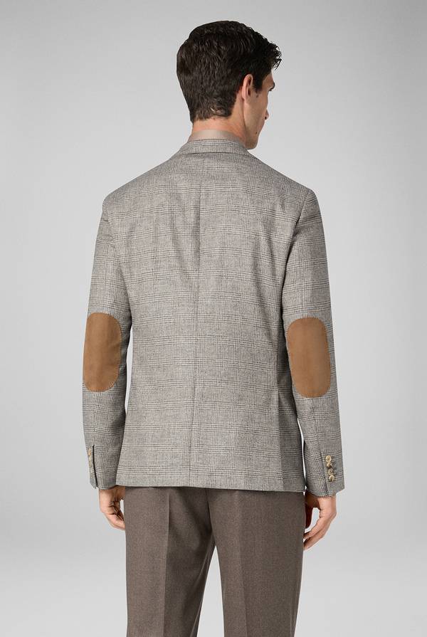 Pull Pal Zileri Giacca Brera in lana e viscosa con motivo Principe di Galles e dettagli in camoscio Only for today