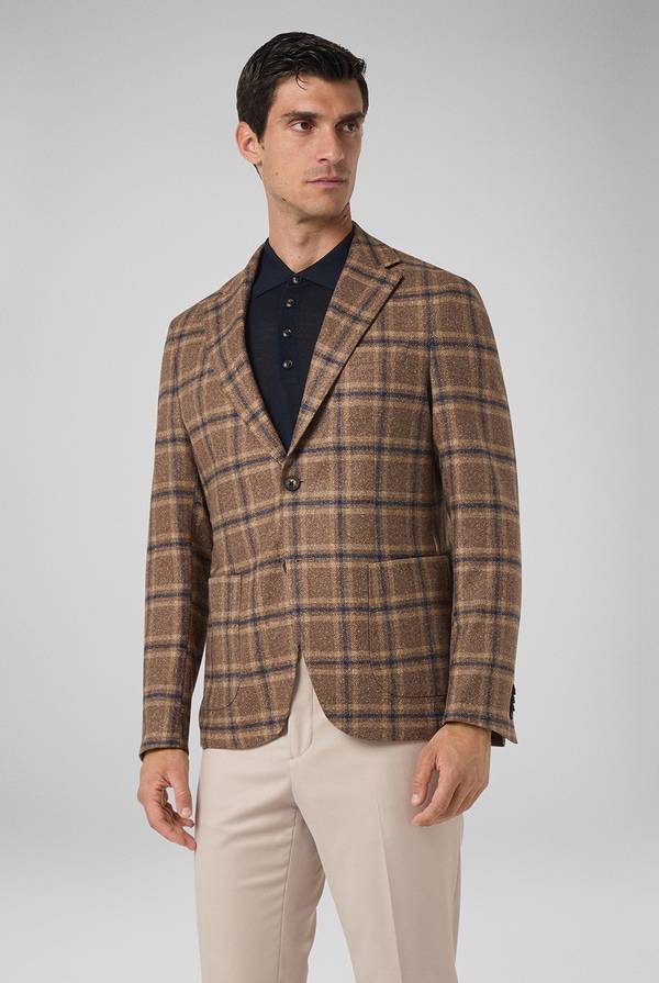 Pull Pal Zileri Giacca beige con motivo macro check blu navy Solo un giorno rimasto