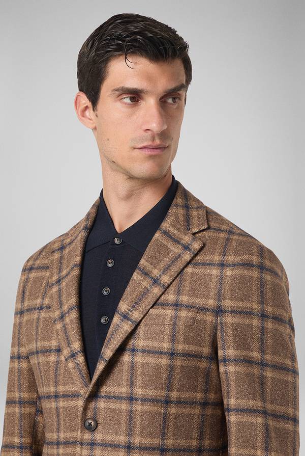 Pull Pal Zileri Giacca beige con motivo macro check blu navy Solo un giorno rimasto