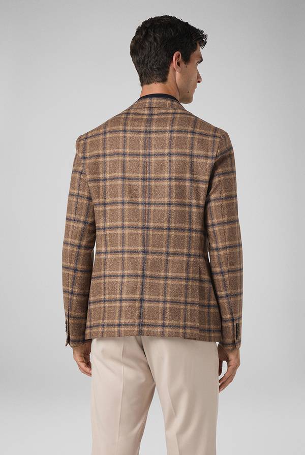 Pull Pal Zileri Giacca beige con motivo macro check blu navy Solo un giorno rimasto