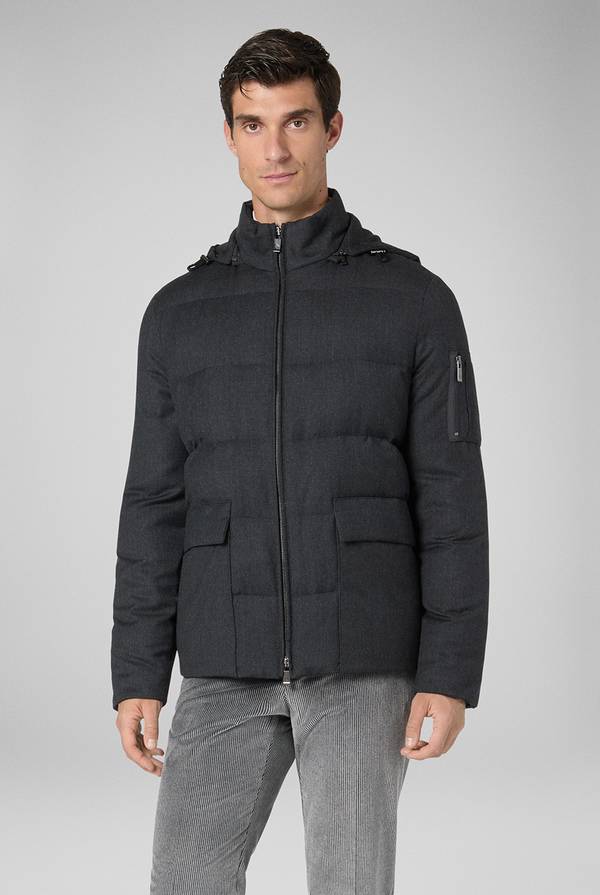 Pull Pal Zileri Bomber in pura lana con cappuccio removibile In Linea