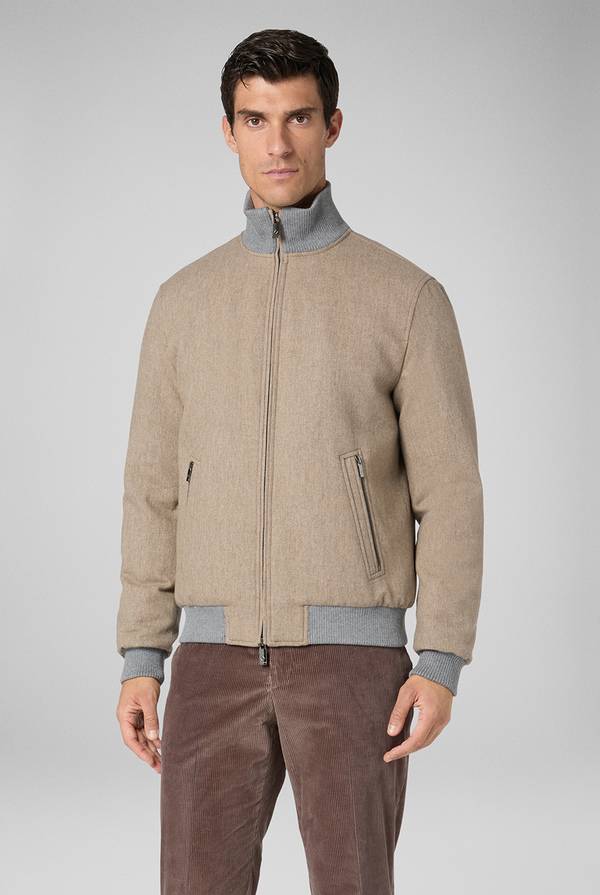 Pull Pal Zileri Bomber in lana tecnica con finiture in maglia a contrasto Promozione
