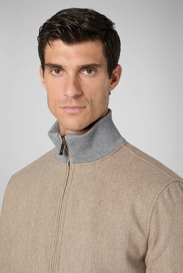 Pull Pal Zileri Bomber in lana tecnica con finiture in maglia a contrasto Promozione