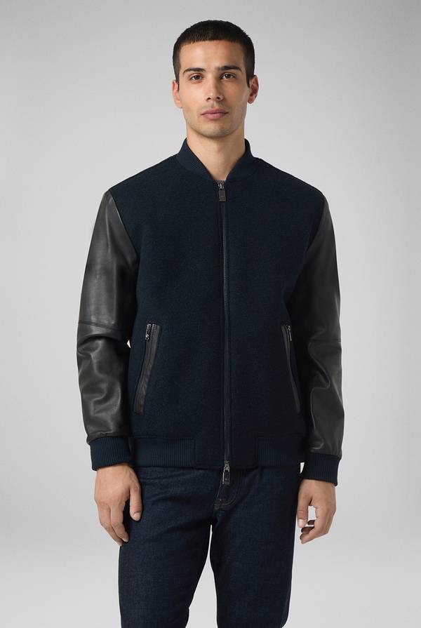 Pull Pal Zileri Varsity Jacket in lana tecnica con maniche in pelle Convenienza