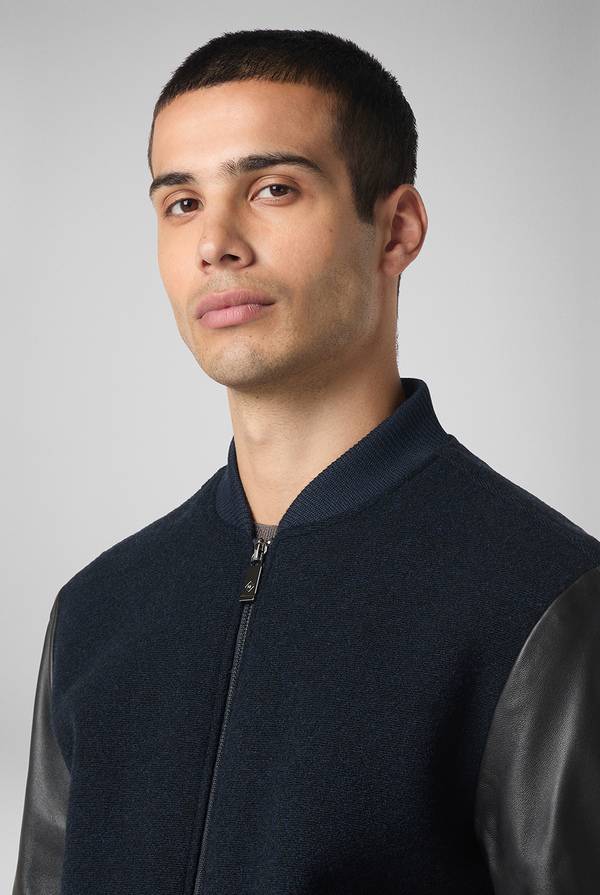 Pull Pal Zileri Varsity Jacket in lana tecnica con maniche in pelle Convenienza