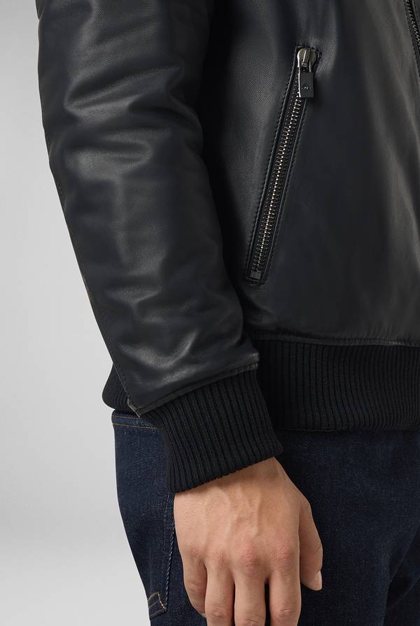 Pull Pal Zileri Bomber in pelle con colletto stand up Novità