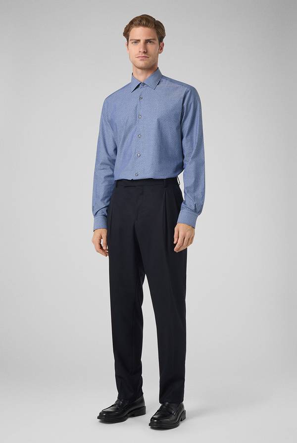Pull Pal Zileri Camicia micro fantasia effetto denim Comprare a buon mercato