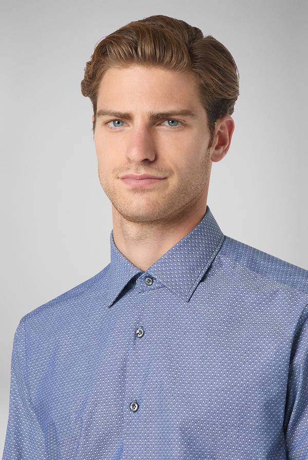 Pull Pal Zileri Camicia micro fantasia effetto denim Comprare a buon mercato