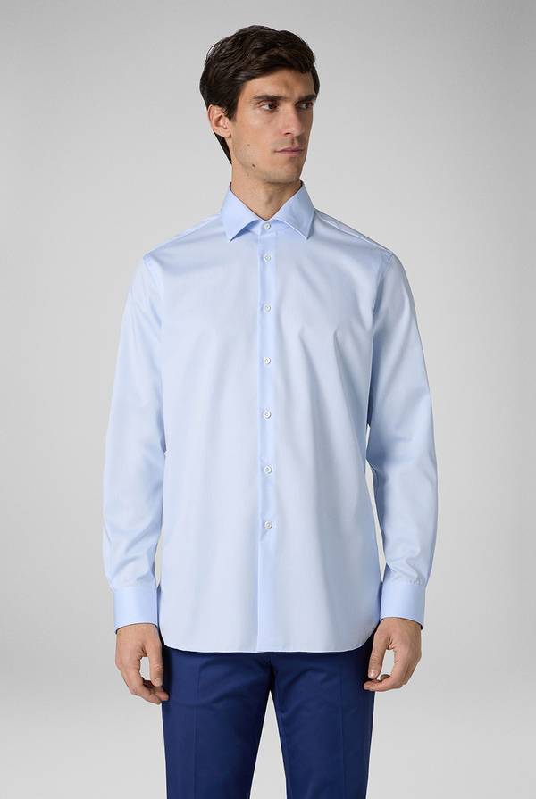 Pull Pal Zileri Camicia azzurra in cotone con collo Milano Sconti VIP