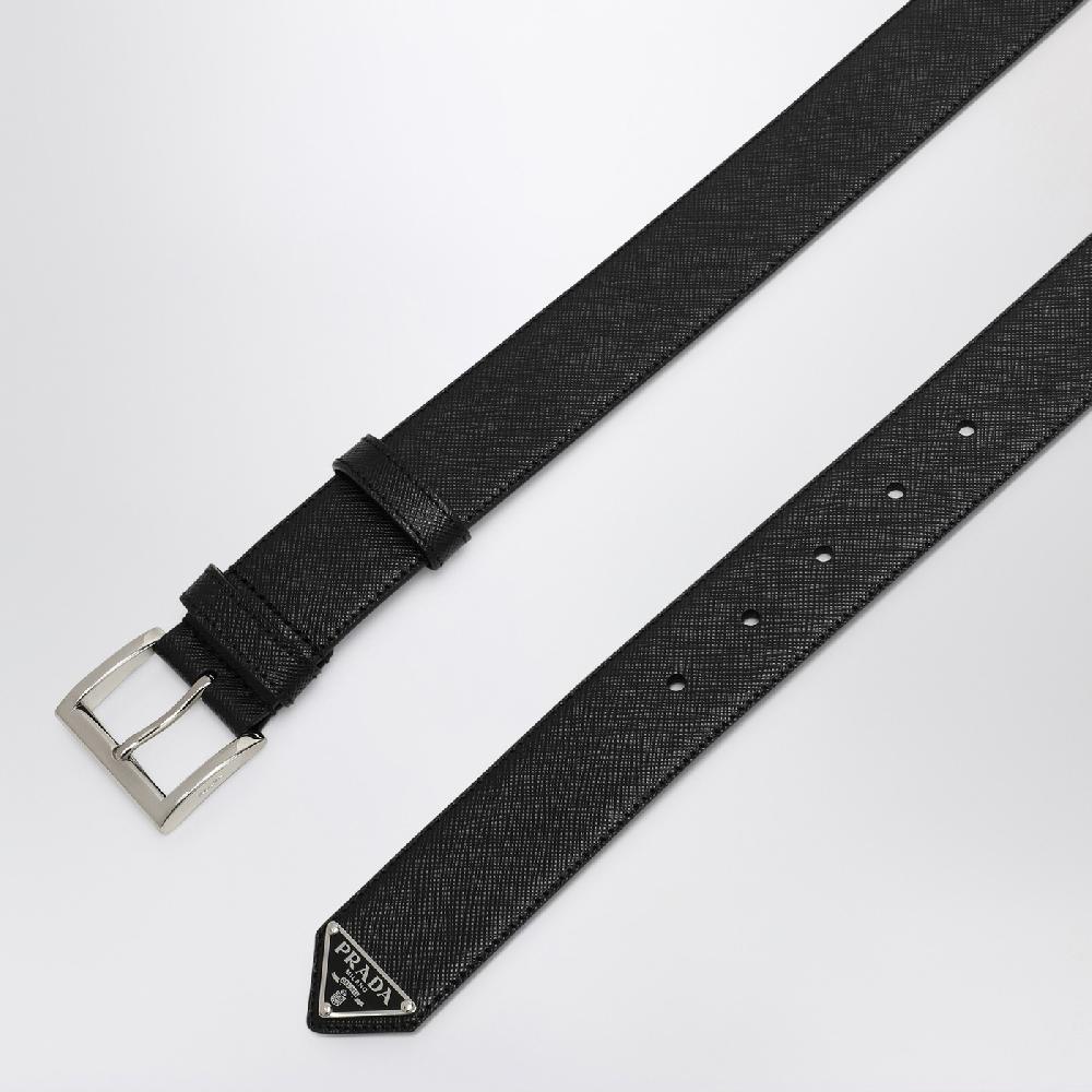 Prada Cintura nera in pelle Saffiano Smaltimento dello stoccaggio