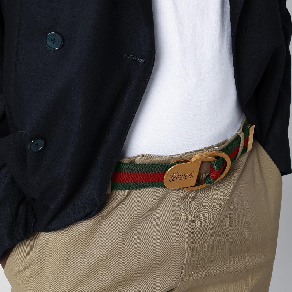 GUCCI Cintura con motivo Web e fibbia con logo Offerta temporanea