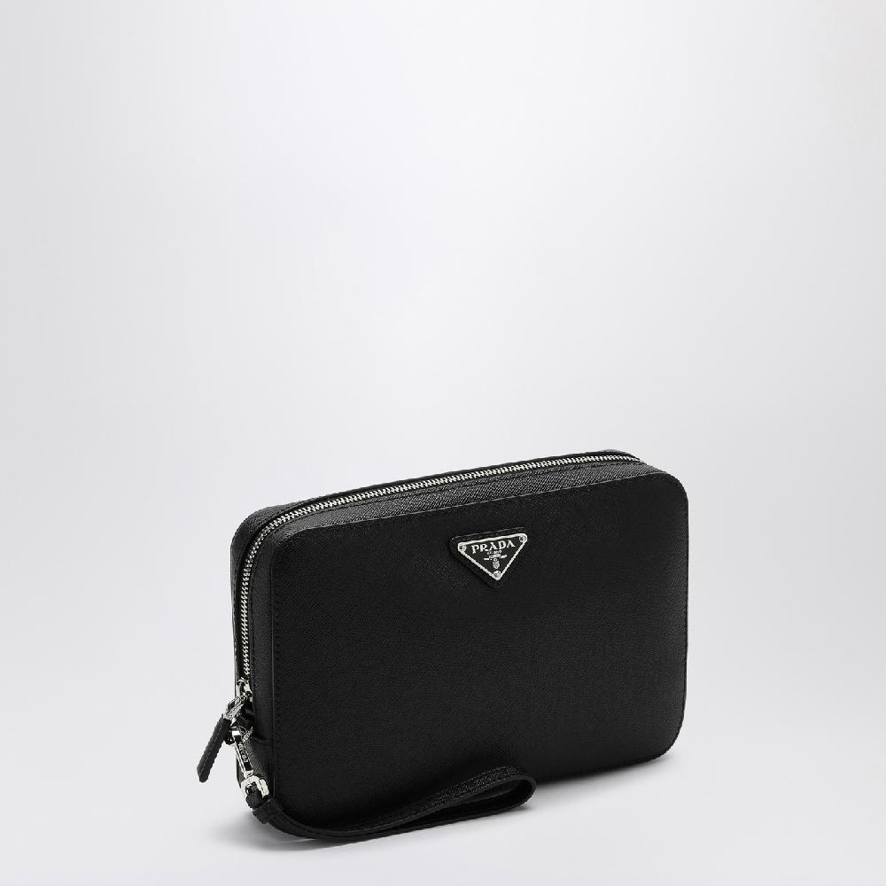 Prada Pouch nera in pelle Saffiano Only for today