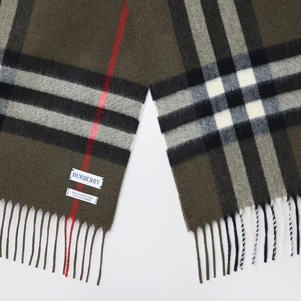 Burberry Sciarpa verde scura motivo Check in cashmere Offerta speciale della fabbrica