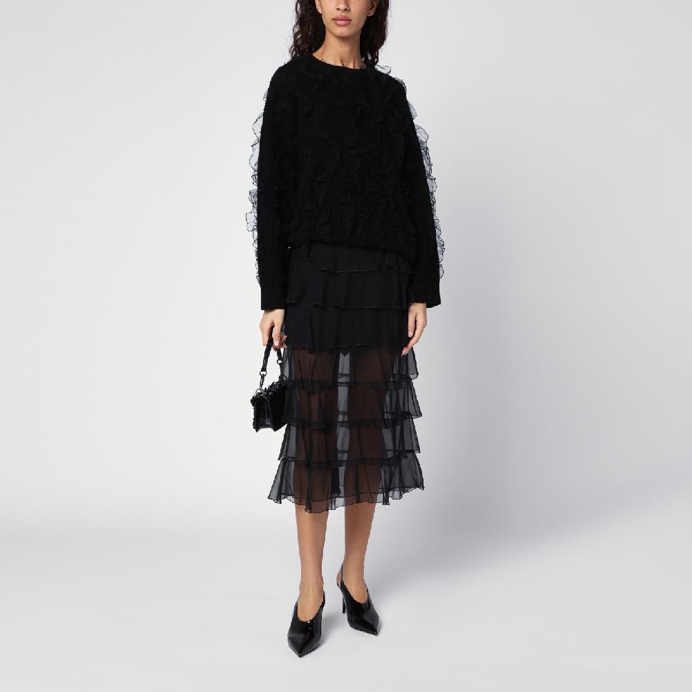 Valentino Garavani Maglione nero con ruches Black Friday Prezzi