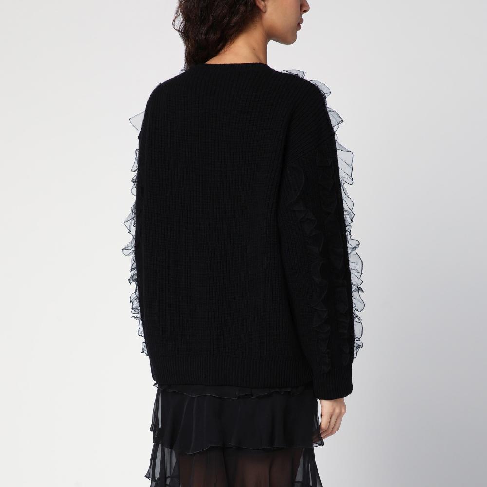 Valentino Garavani Maglione nero con ruches Black Friday Prezzi