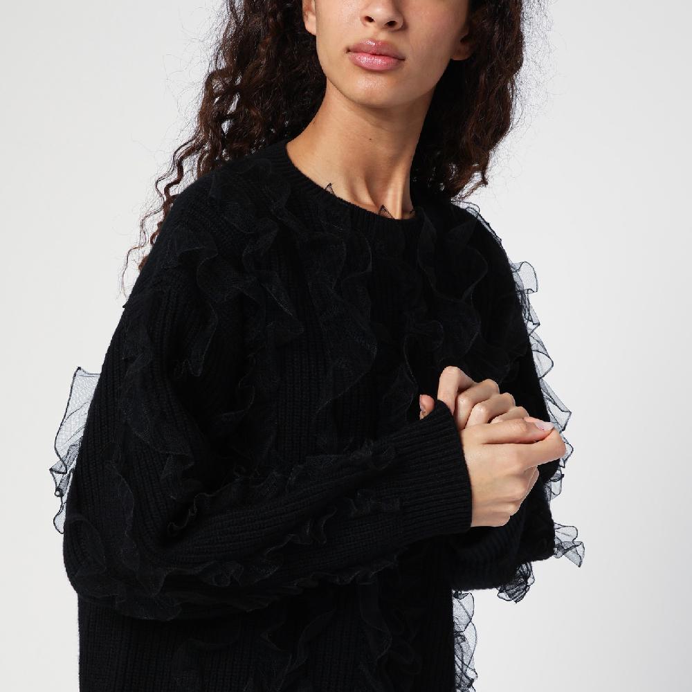Valentino Garavani Maglione nero con ruches Black Friday Prezzi