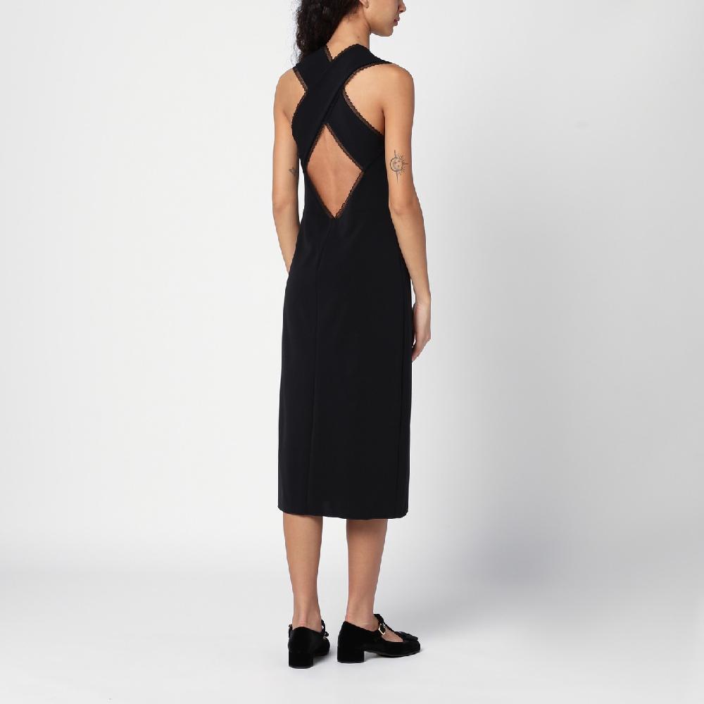 Prada Abito midi nero con dettagli in pizzo 50% di sconto per tempo limitato
