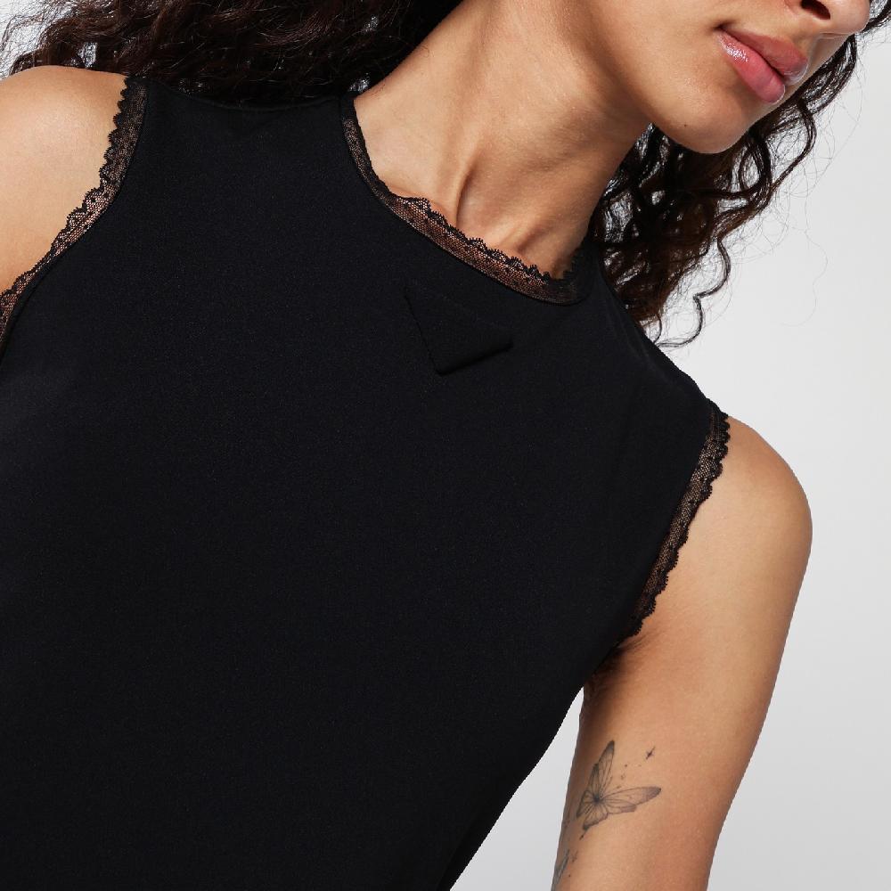 Prada Abito midi nero con dettagli in pizzo 50% di sconto per tempo limitato