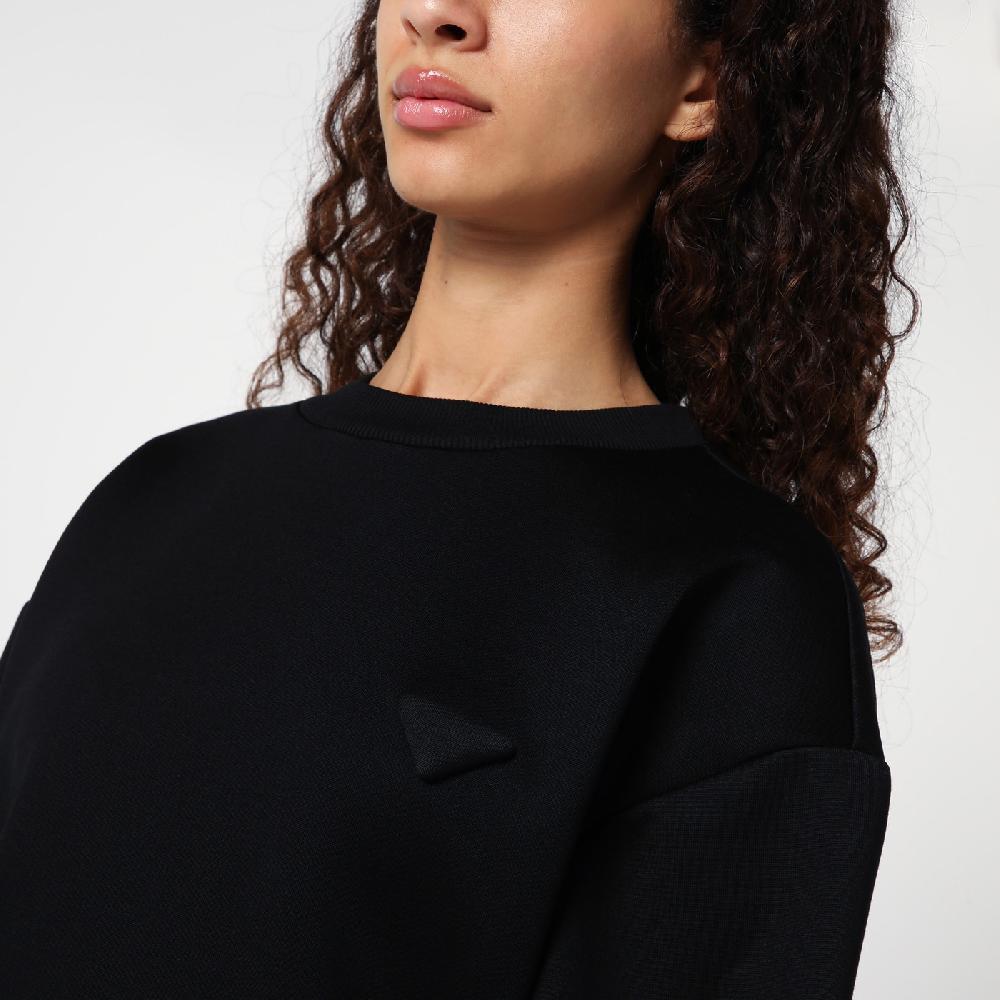 Prada Abito corto nero in felpa con triangolo logo Sconti questo mese