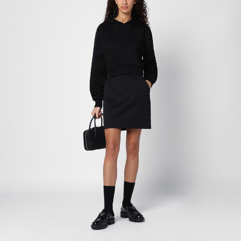 Prada Felpa con cappuccio nera con triangolo logo Italy