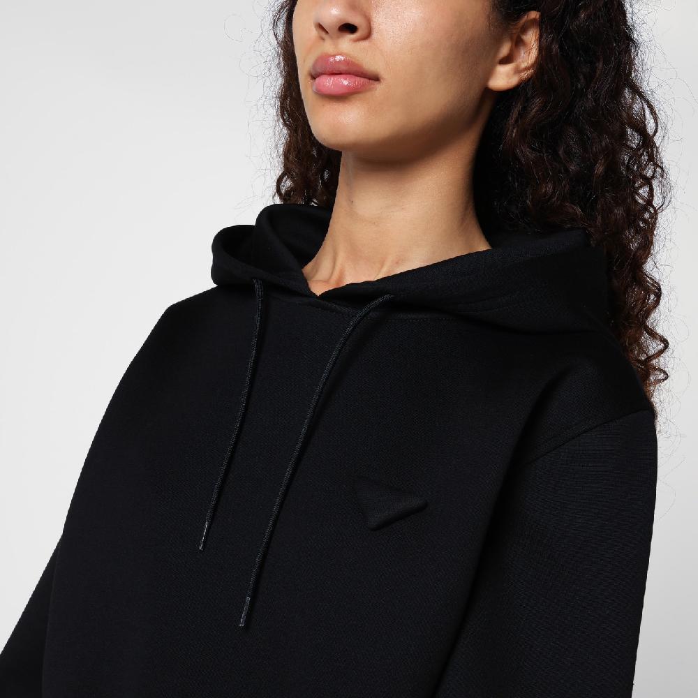 Prada Felpa con cappuccio nera con triangolo logo Italy