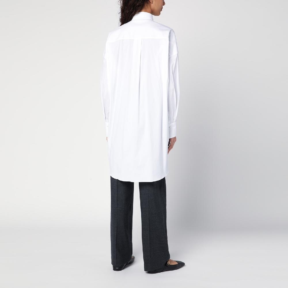 Brunello Cucinelli Camicia lunga bianca con Shiny Pocket Detail Italia
