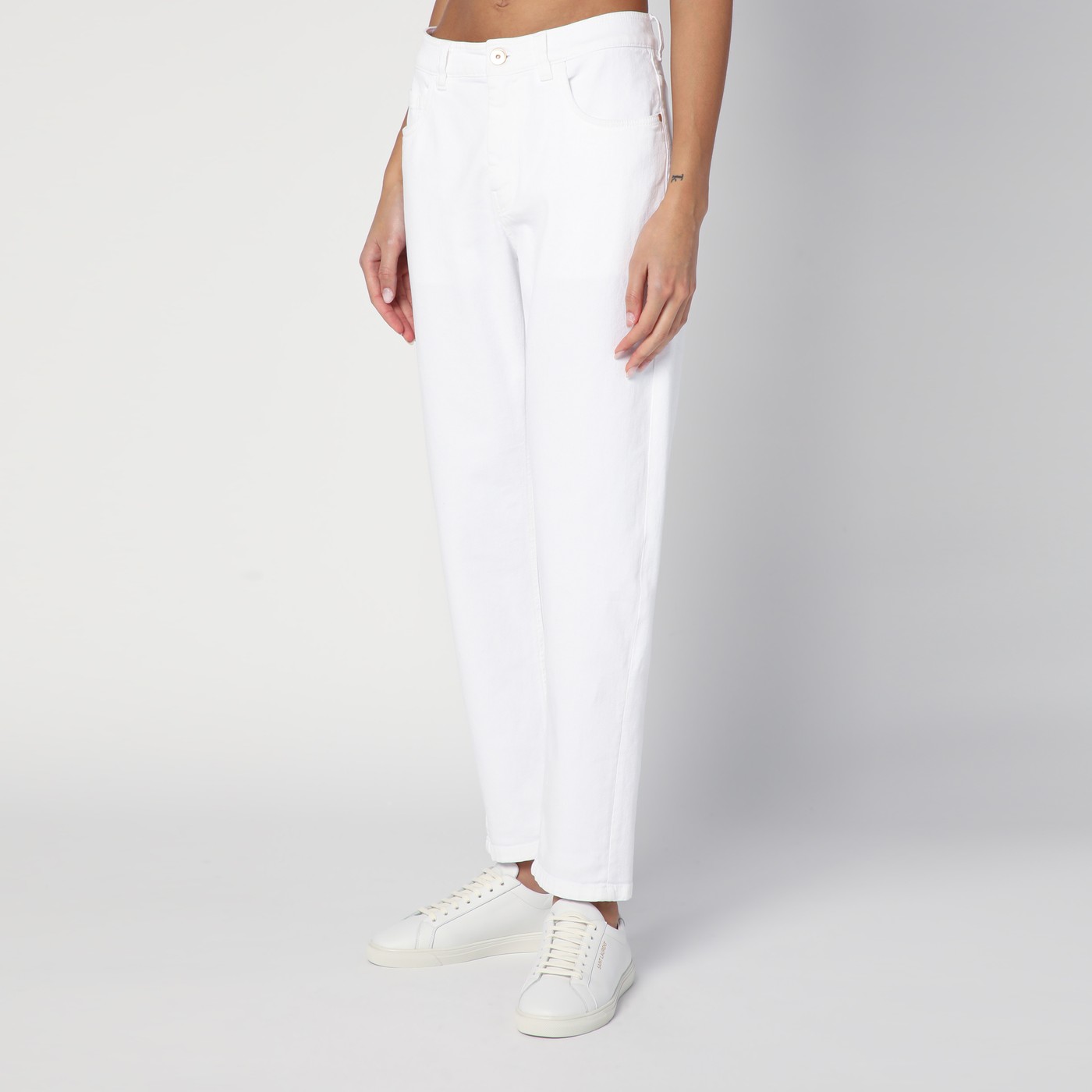 Brunello Cucinelli Pantalone bianco in cotone In Linea