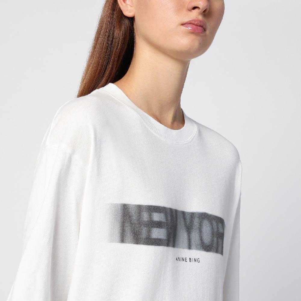 ANINE BING T-shirt over New York avorio Pezzi Unici