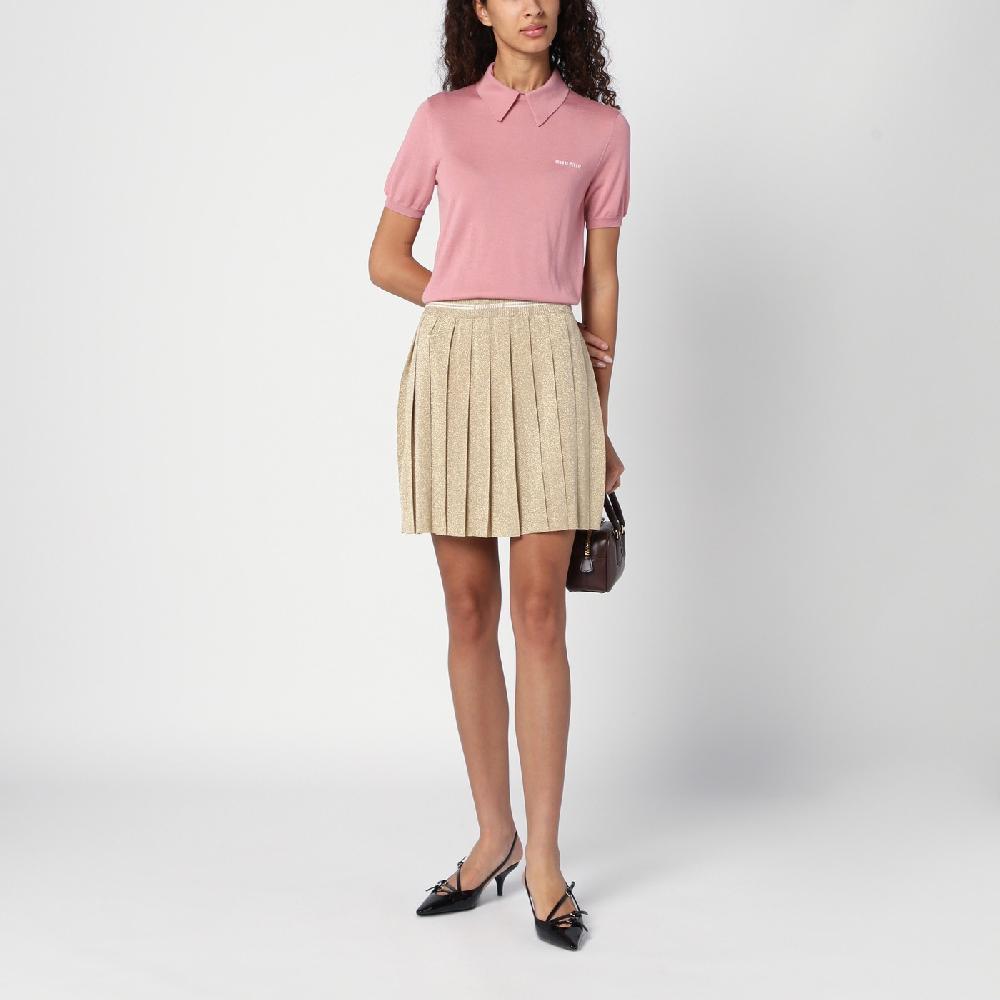 Miu Miu Minigonna plissettata oro in lurex Shopping Online