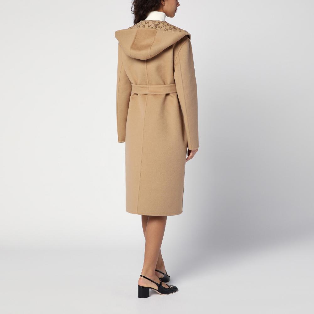 GUCCI Cappotto con cintura reversibile beige Prezzo Ridotto