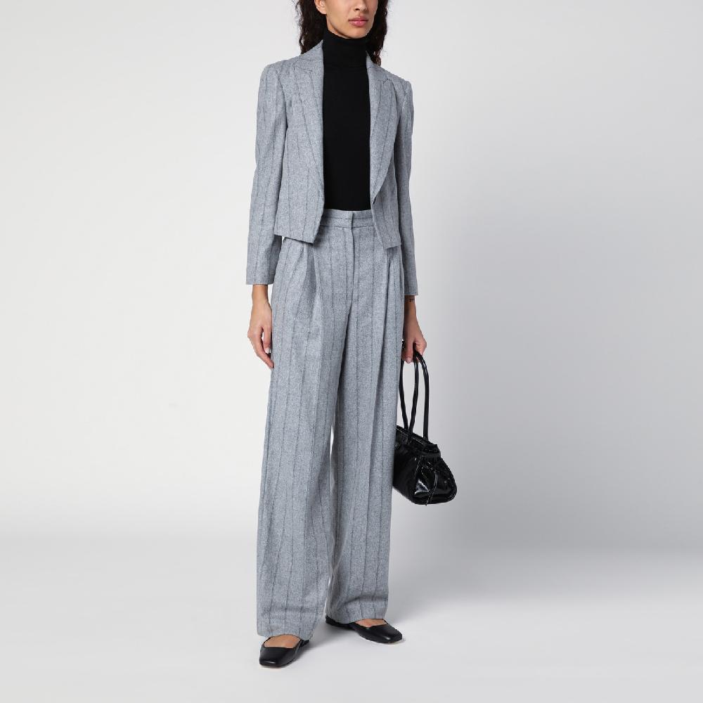 Brunello Cucinelli Pantalone ampio grigio chiaro rigato Presa