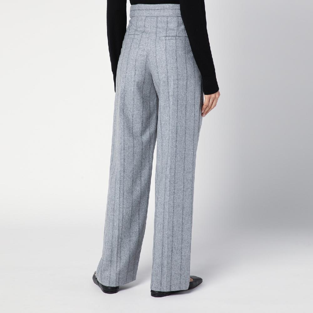 Brunello Cucinelli Pantalone ampio grigio chiaro rigato Presa