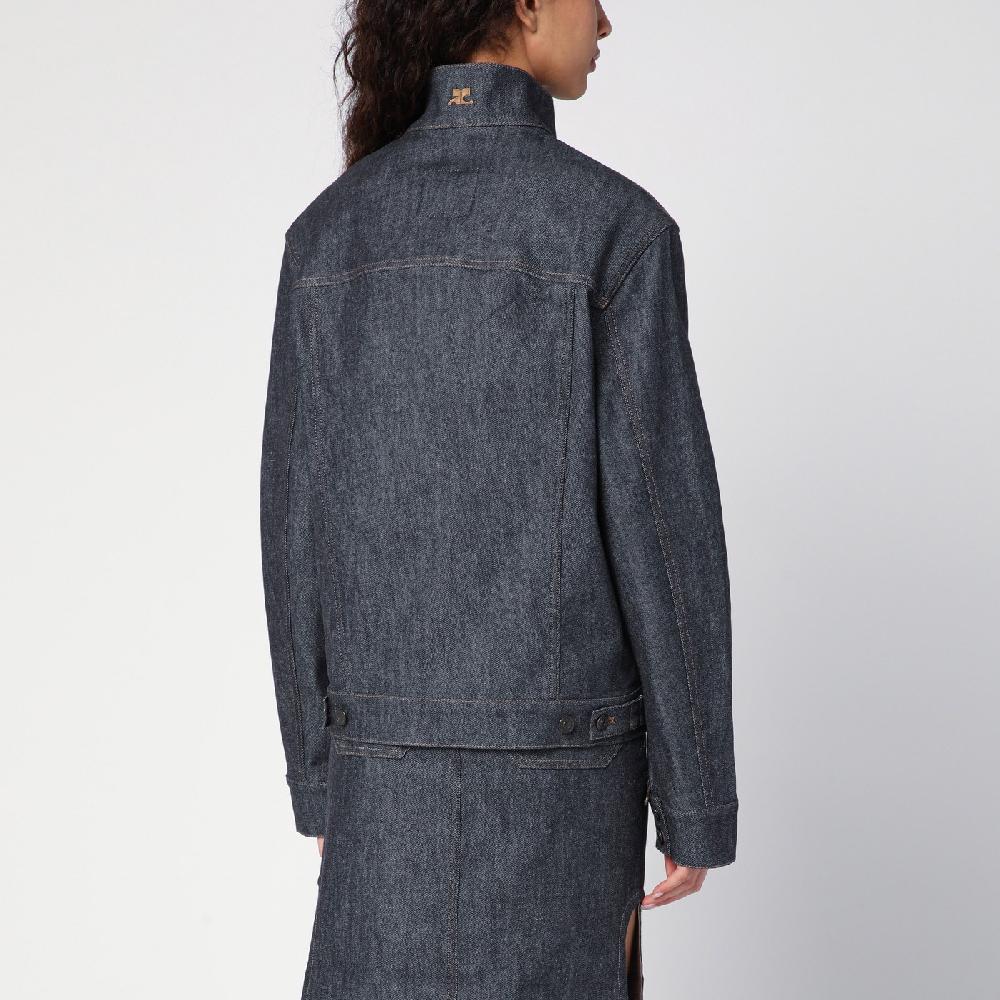 Courru00e8ges Giacca asimmetrica grigia scura in denim Economico