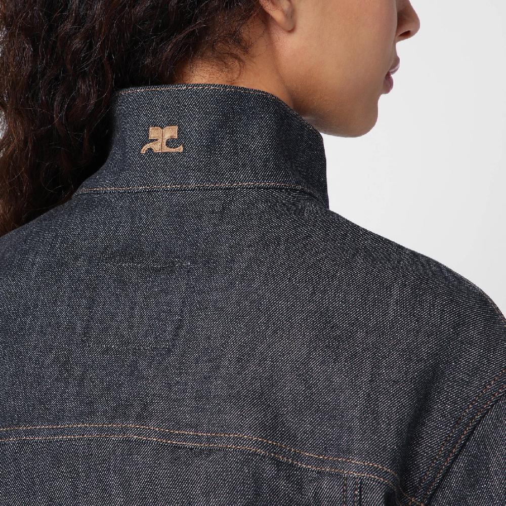 Courru00e8ges Giacca asimmetrica grigia scura in denim Economico